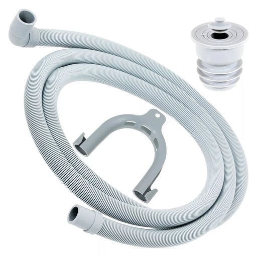 Drain Hose + Seal Plug Kit Washing Machine Dishwasher Right Angle Waste Pipe Outlet Extension Set (2.5m)