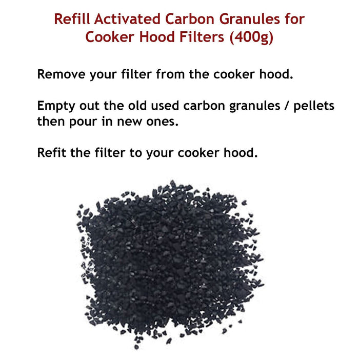 Cooker Hood Filter Charcoal Carbon Activated Refill Granules Universal 400g