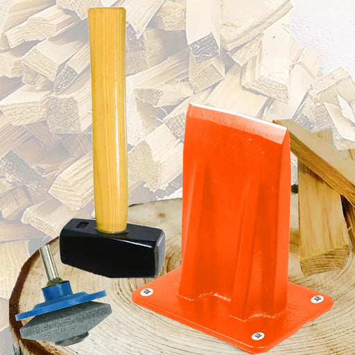 Kindling Splitter Club Hammer Blade Sharpener Chisel Log Wood Splitting Kit