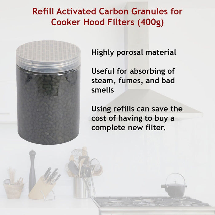 Charcoal Carbon Filter Refill Activated Granules for Rangemaster Cooker Hood (400g)