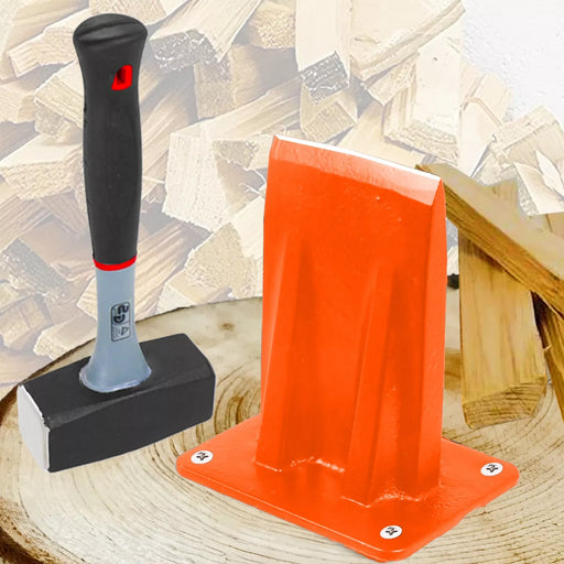 Kindling Splitter Lump Hammer Log Splitting Firewood Heavy Duty Mounted Wood Timber Chisel Wedge Kit