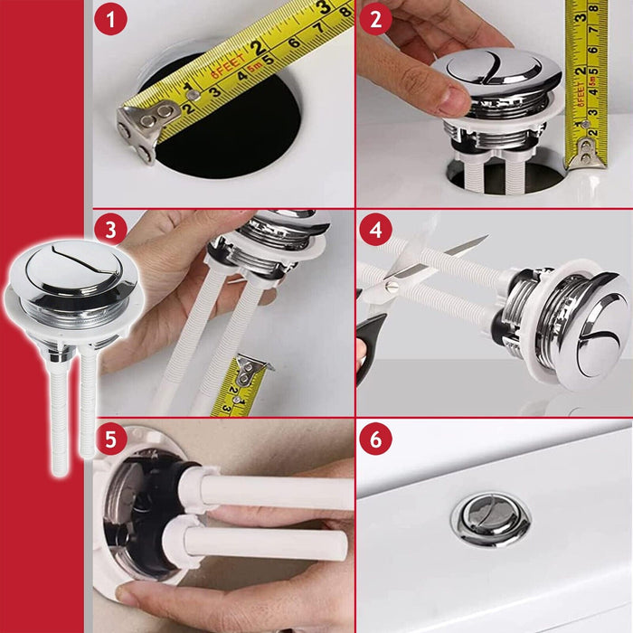 Toilet Dual Flush Button 48mm WC Cistern Chrome Plated 110mm Double Push Rod Kit