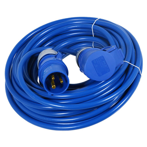 16A Extension Lead 14m 240V 1.5mm Extra Long Outdoor Caravan Motorhome Hook Up Power Cable (Blue)
