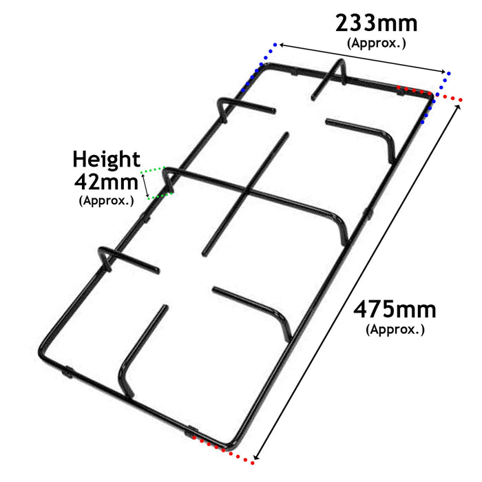 Hob Pan Support Gas Cooker Burner Grate Stand 475mm x 233mm Universal x 2