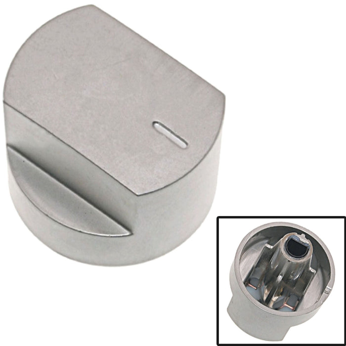 Control Knob Switch & Shaft for Stoves 61EDO 61EHDO BL ST WH Oven Cooker Hob (Silver)