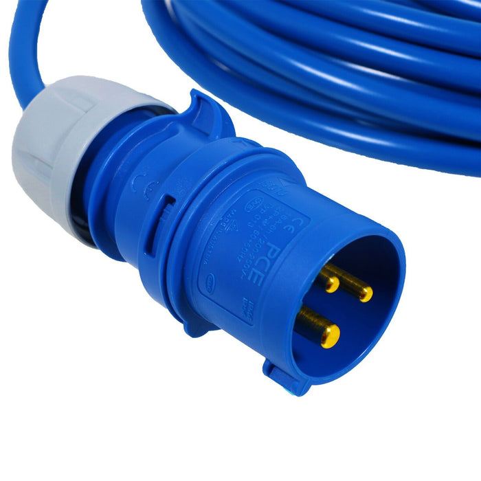 16A Extension Lead 14m 240V 1.5mm Extra Long Outdoor Construction Site Generator Power Cable (Blue)