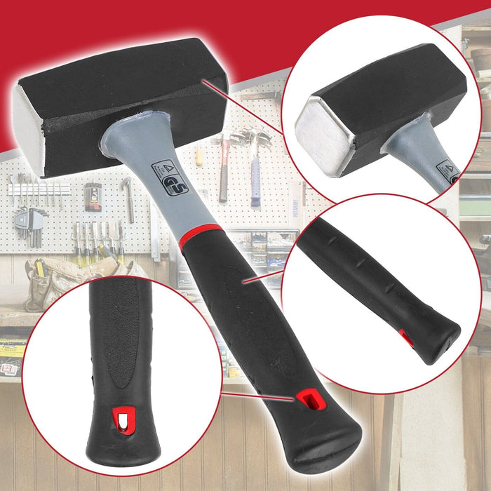 Lump Club Sledge Hammer Heavy Duty Fibreglass Shaft Hardened Steel Head TPR Comfort Grip Handle (4lb / 2kg)