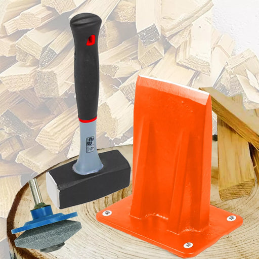 Kindling Splitter Lump Hammer Blade Sharpener Chisel Log Wood Splitting Kit