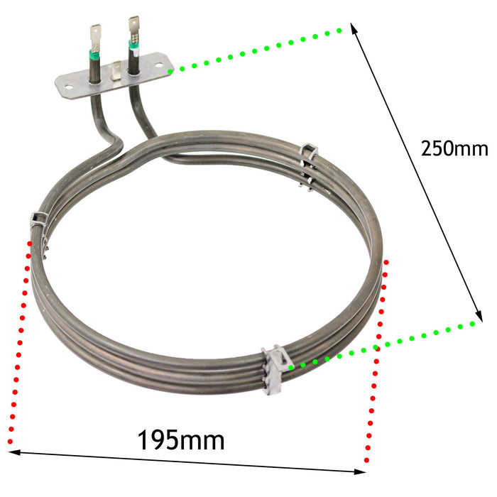 3 Turn Heating Element for Rangemaster / Leisure / Flavel 55 90 110 Fan Oven Cooker (2500W)