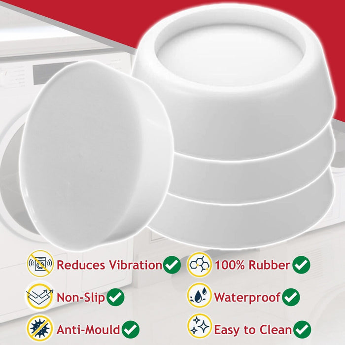 Anti Vibration Rubber Feet Appliance Furniture Non Slip Shock Absorber Pads (White, Pack of 4)