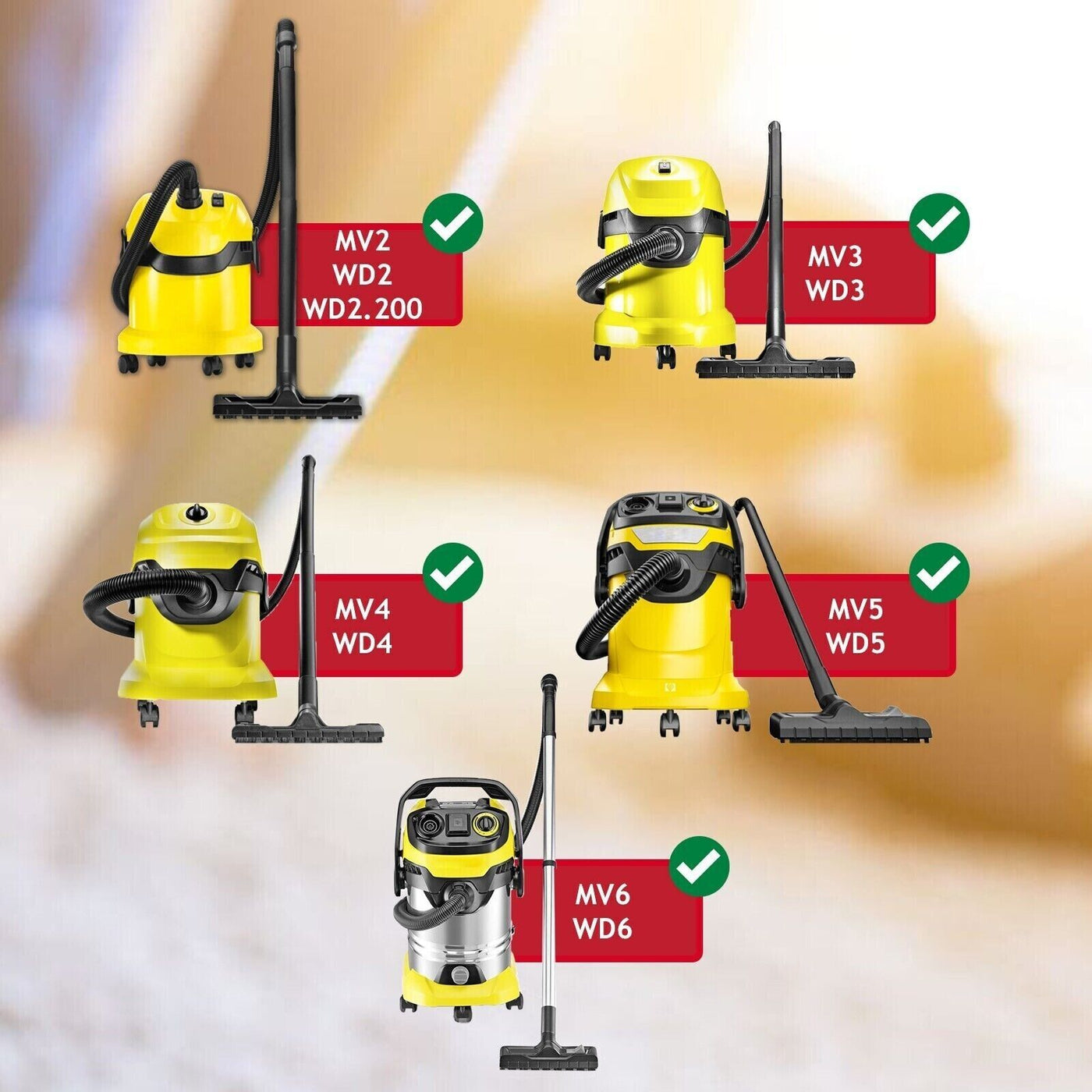 Brush Kit for Karcher WD2 WD3 WD4 WD5 WD6 MV2 MV3 MV4 MV5 MV6 Vacuum B ...