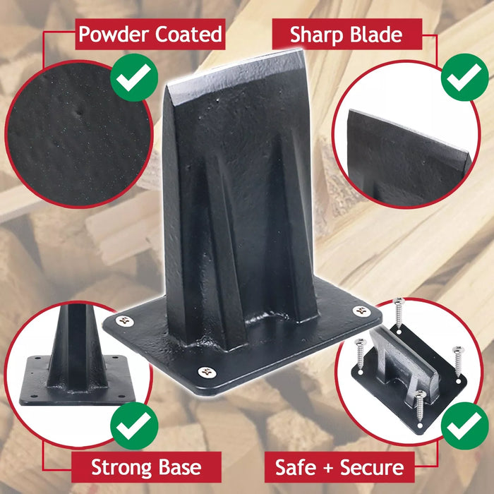 Kindling Splitter Blade Sharpener Drill Attachment Safety Goggles Kit Log Wood Splitting Chisel Wedge Set (Large)