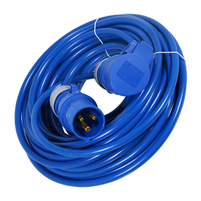 16A Extension Lead 14m 240V 2.5mm Outdoor Construction Site Heavy Duty Generator Power Cable (Blue)
