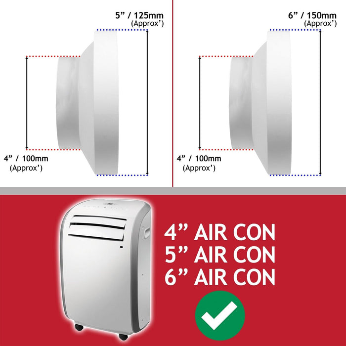 Air Conditioner External Vent Kit 4" 5" 6" 100mm 125mm 150mm Universal Exterior Wall Duct Set (White)