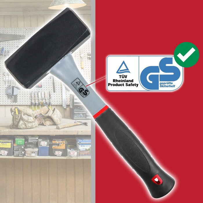 Lump Club Sledge Hammer Heavy Duty Fibreglass Shaft Hardened Steel Head TPR Comfort Grip Handle (4lb / 2kg)