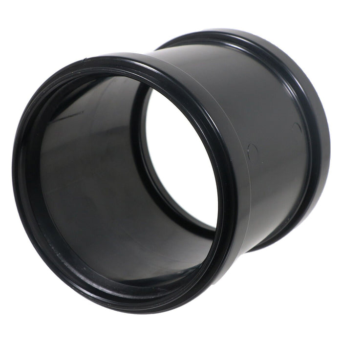 110mm 4" Soil Waste Pipe Double Socket Push Fit Straight Slip Coupler (Black)