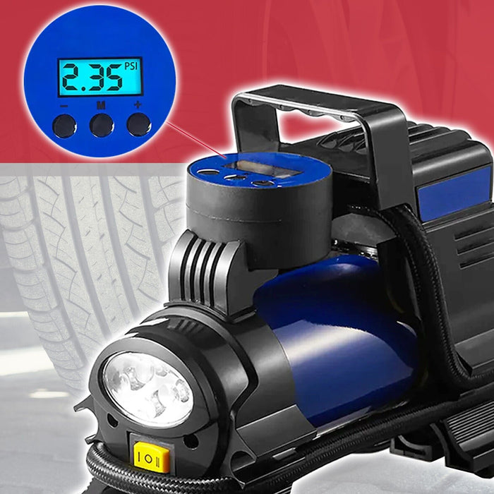 Digital Tyre Inflator 12V Car Bike Van Motorcycle Portable LED Air Compressor Pump (with Carry Bag)