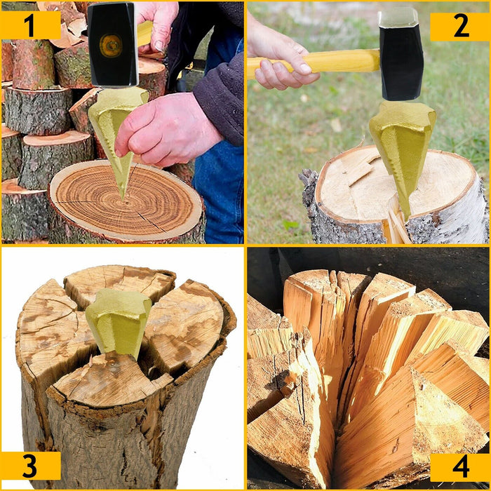Log Splitter Hammer Kit (4lb / 2kg Lump Club Sledge + Wood Splitting Maul Wedges x 2)