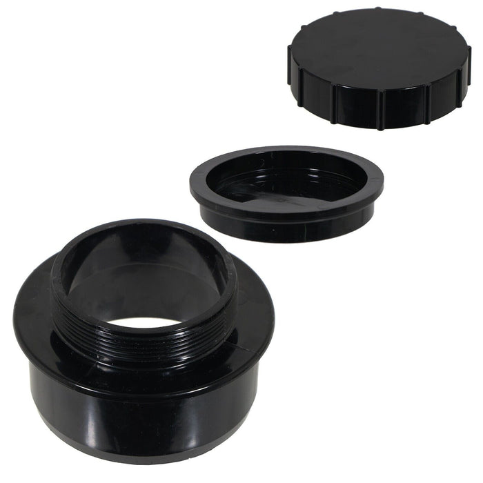 110mm Screwed Access Cap Ring Seal Soil System Vent Pipe Push Fit Plug (Black)