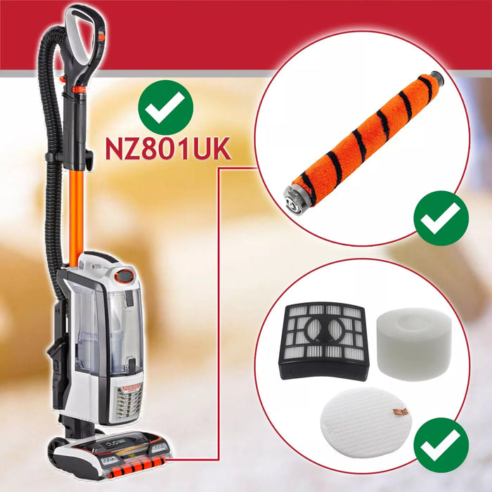 Brushroll Filter Kit for Shark NZ801UK Vacuum Cleaner Soft Roller Brush + HEPA Allergy Filters Set