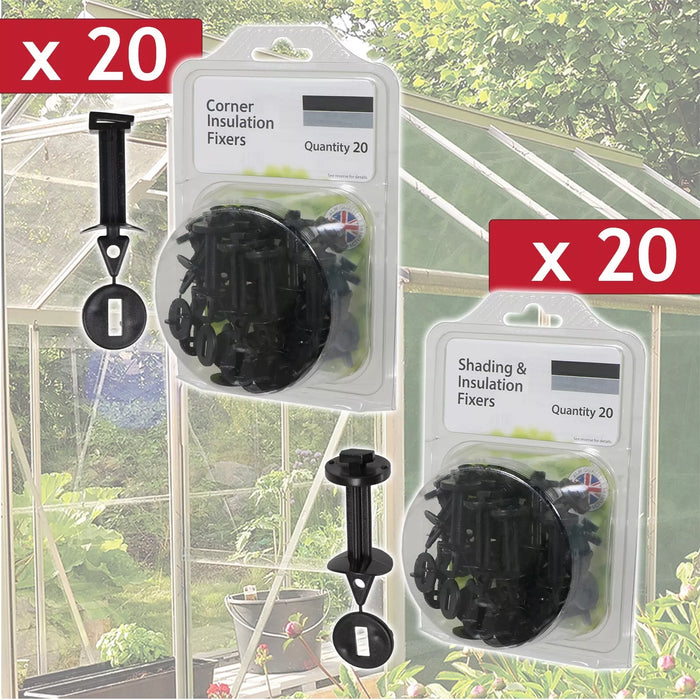 Greenhouse Insulation Fixers Kit Corner + Frame Shading Bubble Wrap PVC Plastic Clips (Pack of 40)