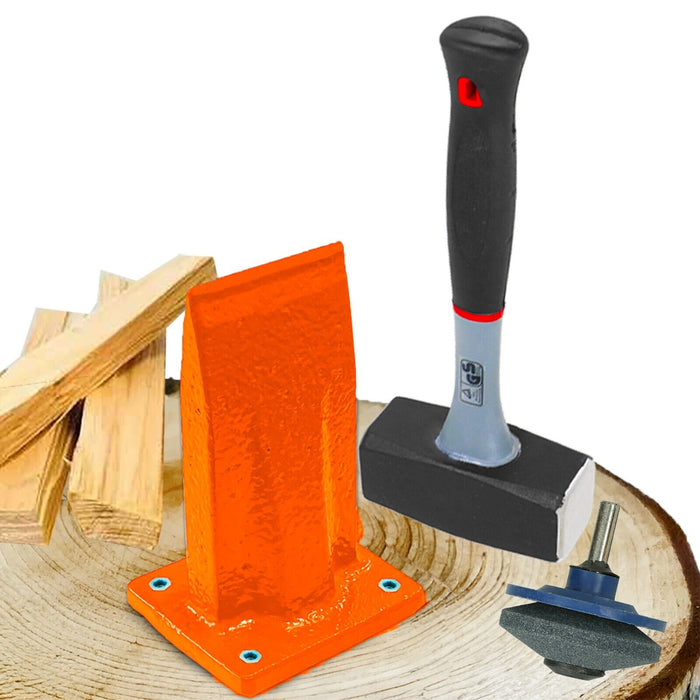 Kindling Splitter Lump Hammer Blade Sharpener Chisel Log Wood Splitting Kit