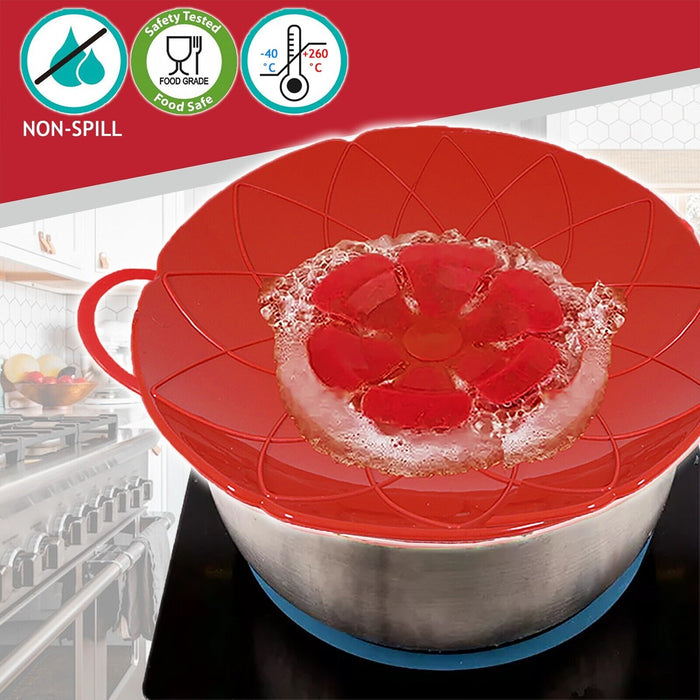 Pan Lid Spill Stopper Silicone Saucepan Pot Steamer Cover Anti Boiling Overflow Guards (Pack of 2)