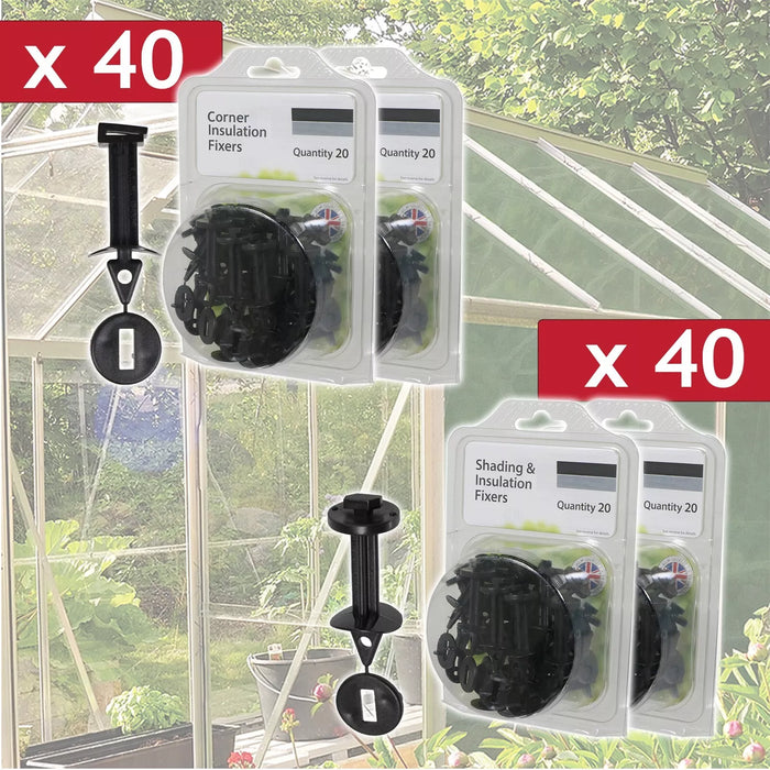 Greenhouse Insulation Fixers Kit Corner + Frame Shading Bubble Wrap PVC Plastic Clips (Pack of 80)