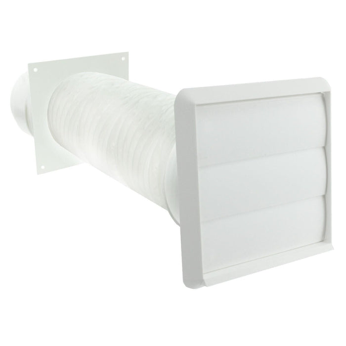 Cooker Hood External Vent Kit 4" 5" 6" 100mm 125mm 150mm Universal Exterior Wall Duct Set (White)