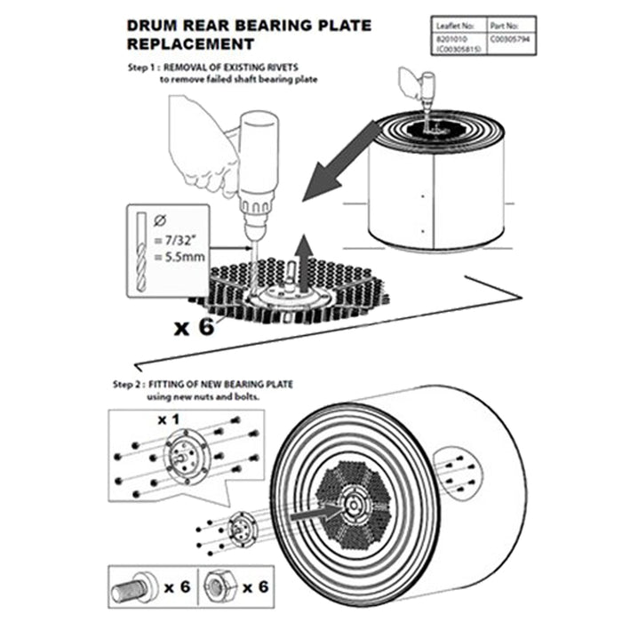 Tumble Dryer Drum Shaft Repair Kit Riveted Bearing for Hotpoint Aqualtis Tumble Dryer
