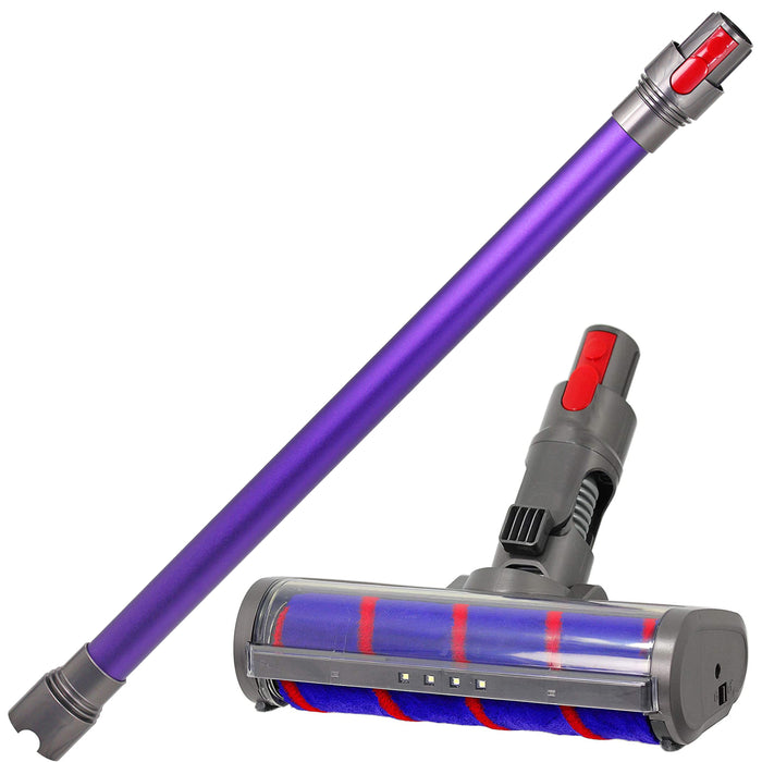 Hard Floor Turbine Tool Brush for Dyson V10 SV12 Vacuum + Purple Rod Wand Tube