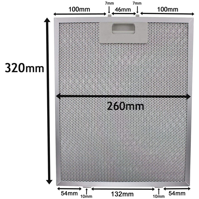 Metal Grease Mesh Filter for PRIMA Cooker Hood Extractor Fan Vent (Silver, 320 x 260mm)