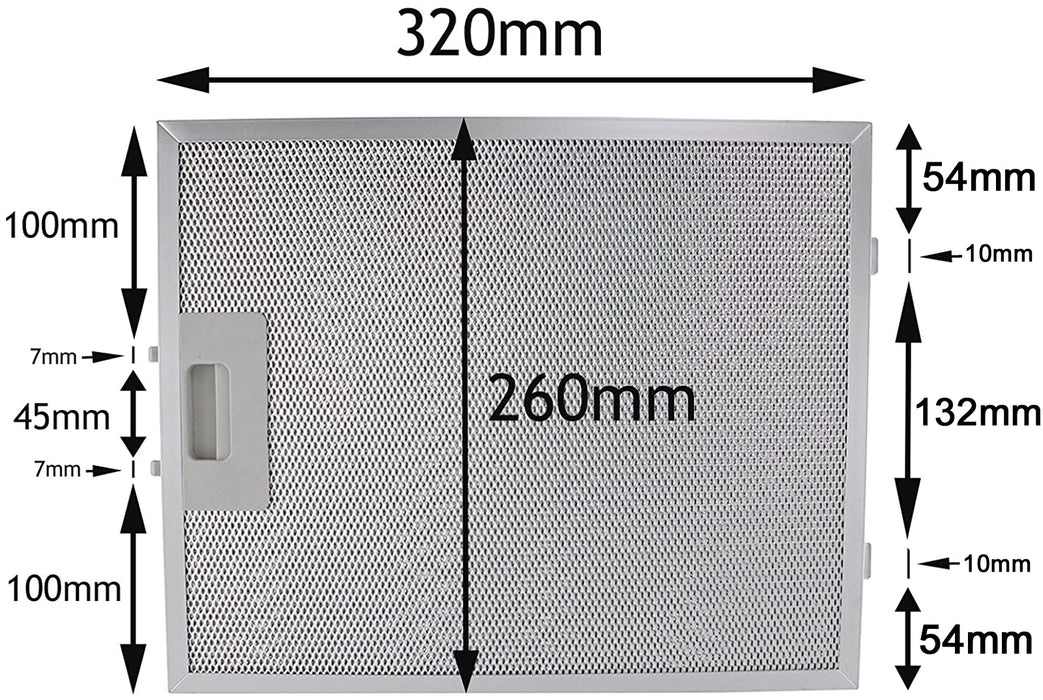 Metal Grease Mesh Filter for PRIMA Cooker Hood Extractor Fan Vent (Silver, 320 x 260mm)