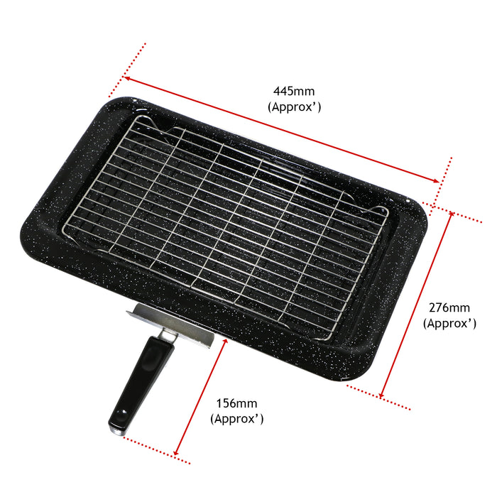 Enamel Grill Pan Tray Rack Grid Handle for Flavel Oven Cooker 445 x 276 mm