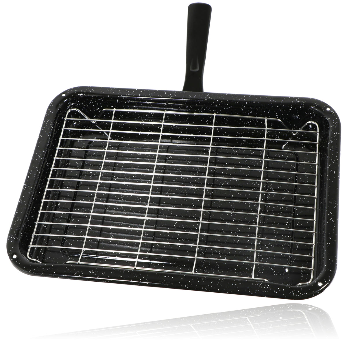Small Square Enamelled Grill Pan Tray Rack & Handle for Bush Oven Cooker 