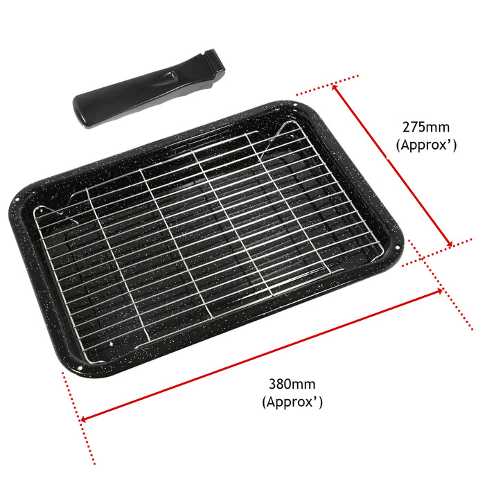 SPARES2GO Universal Grill Pan with Removable Handle for Oven