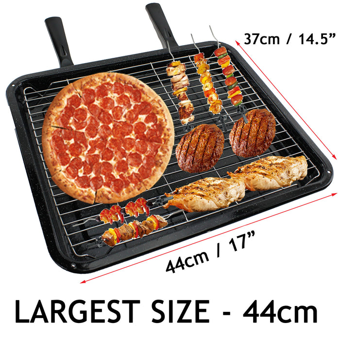 Extra Large Enamel Grill Tray & Rack for BAUMATIC Oven Cooker (370 x 440mm)