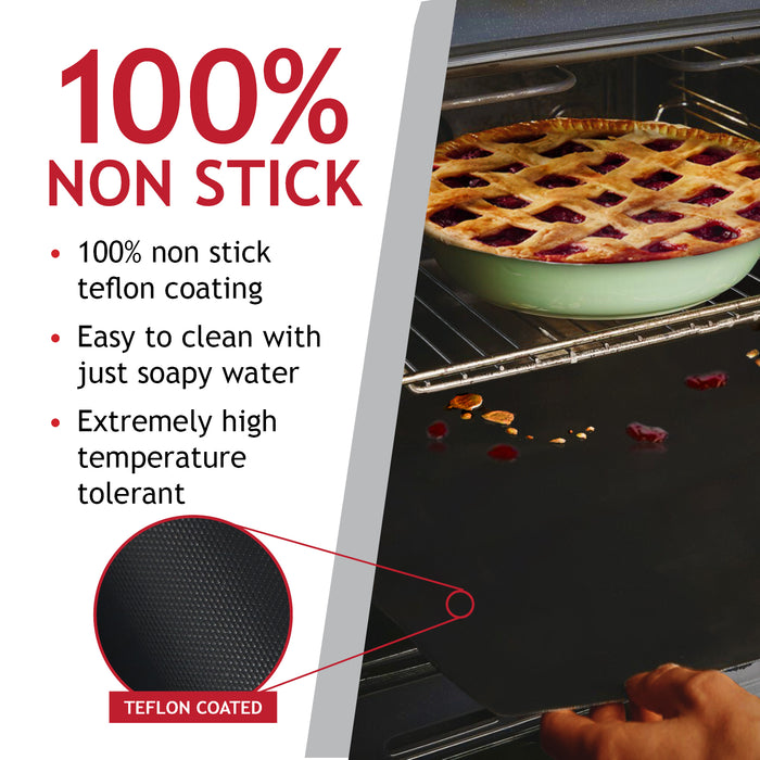 Universal Teflon Oven Cooker Liner Non Stick Heavy Duty Lining Pack of 2 Liners Black