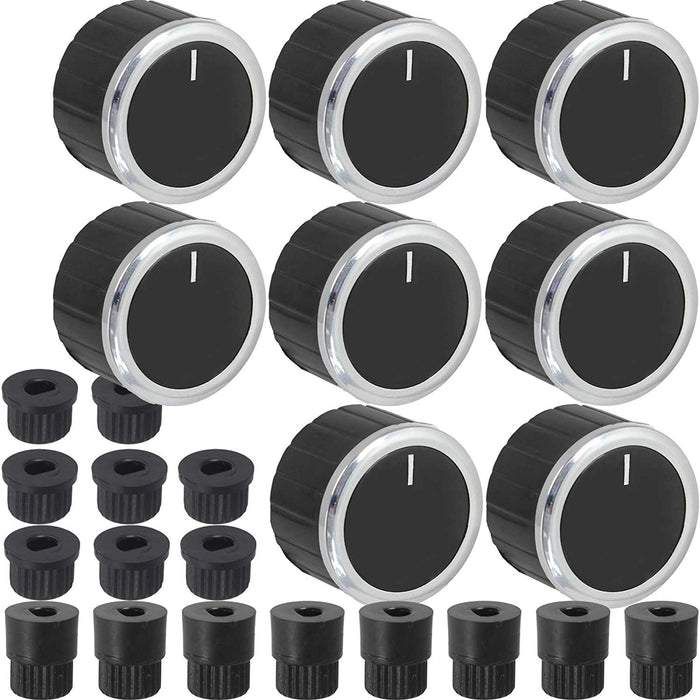 Control Knob Dial Switch + Adaptors for BELLING Oven Cooker Black x 8