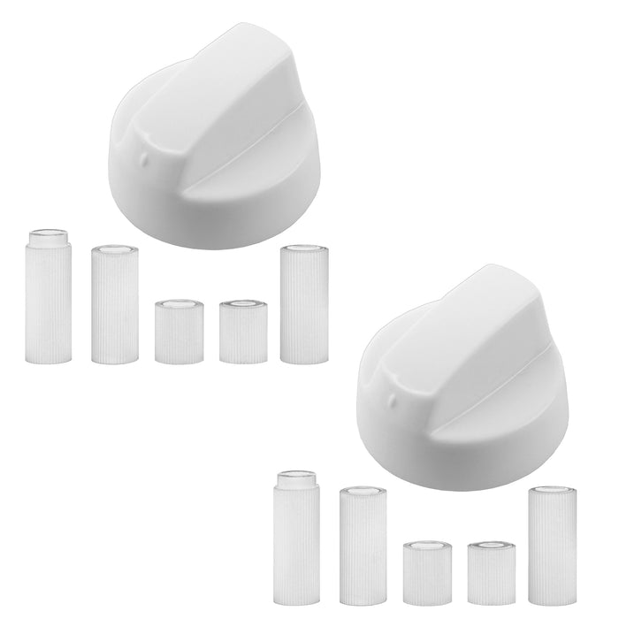 UNIVERSAL White CONTROL KNOB & ADAPTORS for IGNIS Cooker Oven Hob x 2