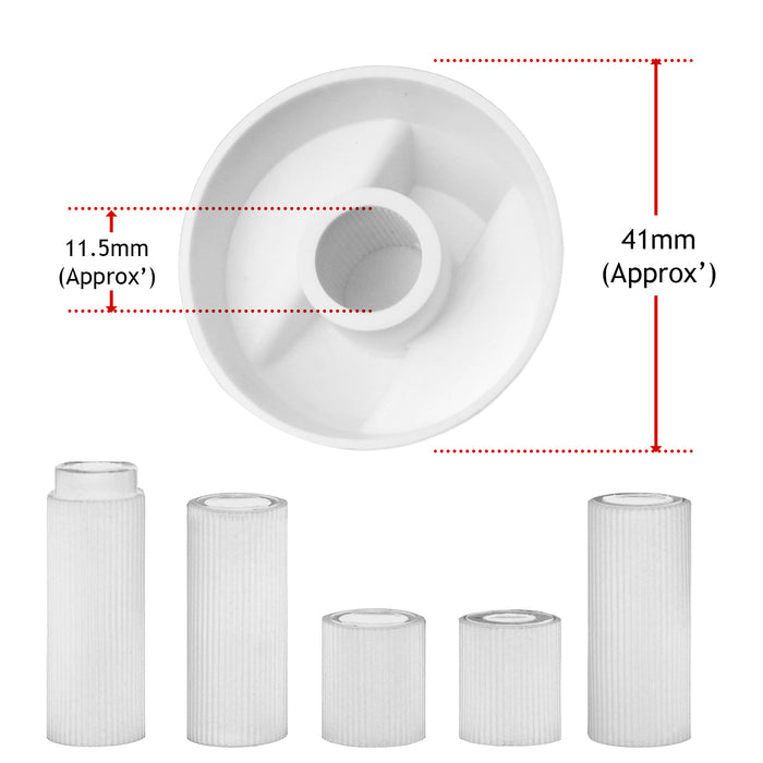 UNIVERSAL White CONTROL KNOB & ADAPTORS for IGNIS Cooker Oven Hob x 6