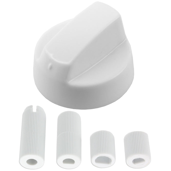UNIVERSAL White CONTROL KNOB & ADAPTORS for WHIRLPOOL Cooker Oven Hob
