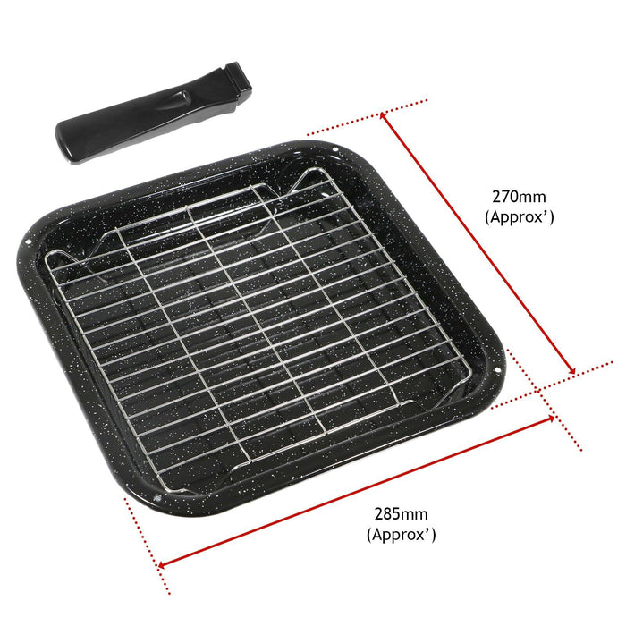 Small Square Grill Pan, Rack & Detachable Handle for Bompani + Spinflo Non-Stick (Black, 285 mm x 275 mm)