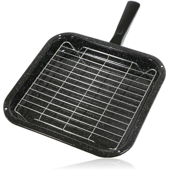 Universal Small Square Grill Pan, Rack & Detachable Handle Non-Stick (Black, 285 mm x 275 mm)