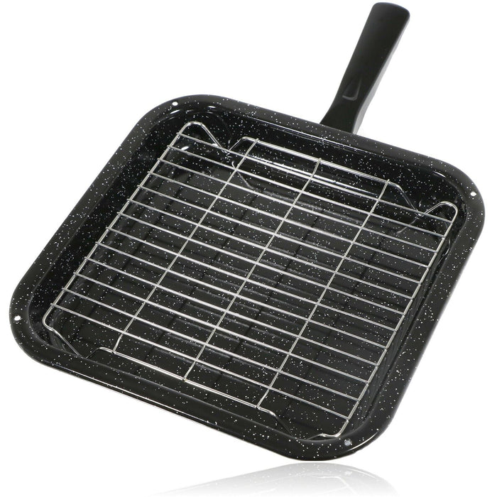 Small Square Grill Pan, Rack & Detachable Handle for Beko Non-Stick (Black, 285 mm x 275 mm)
