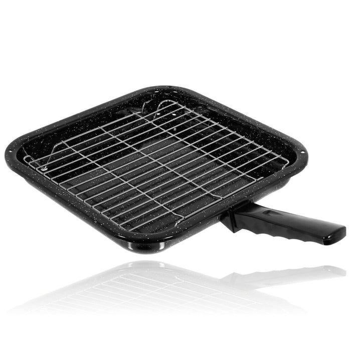 Small Square Grill Pan, Rack & Detachable Handle for Siemens Non-Stick (Black, 285 mm x 275 mm)