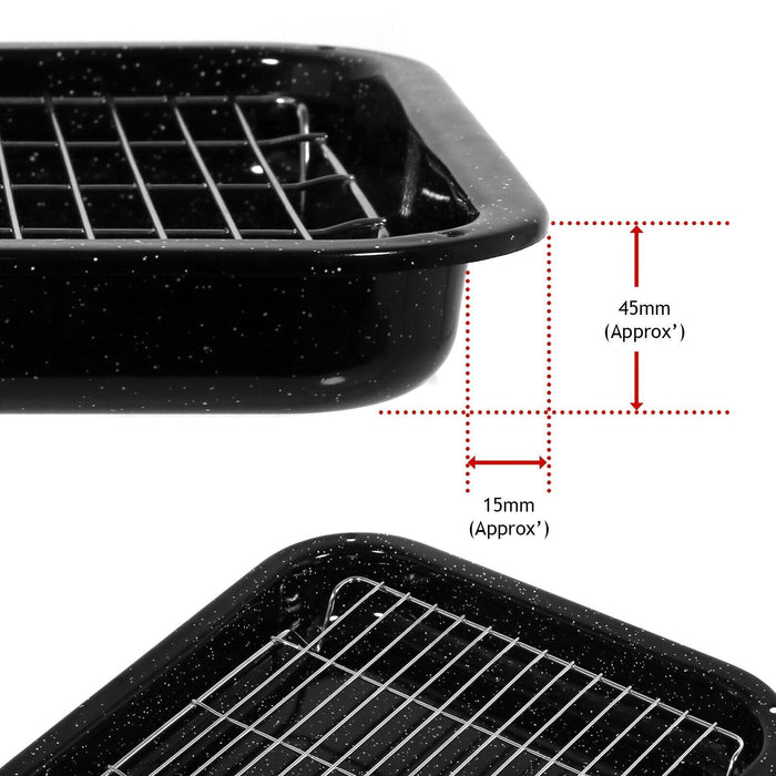 Small Square Grill Pan, Rack & Detachable Handle for Beko Non-Stick (Black, 285 mm x 275 mm)