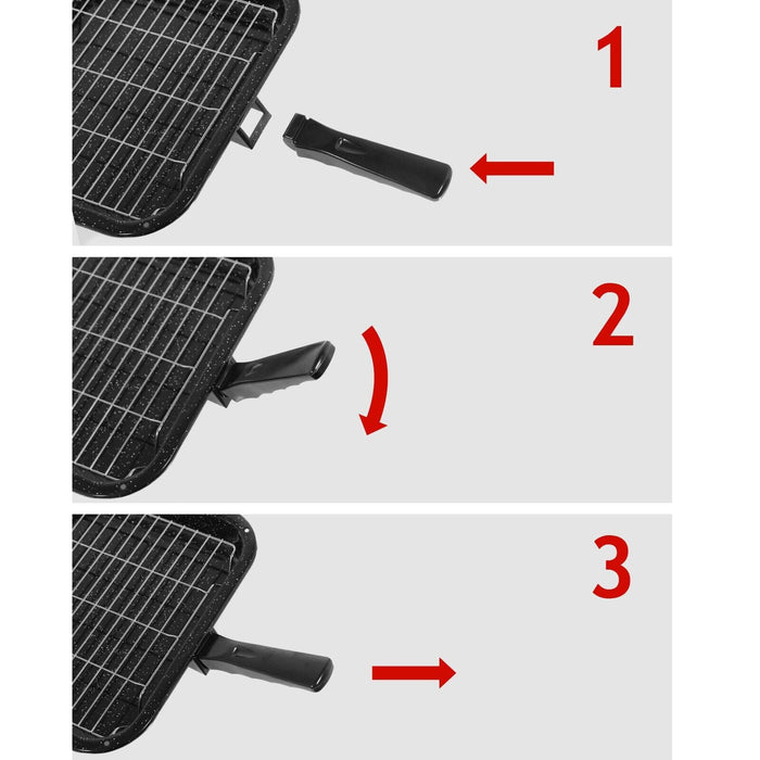 Small Square Grill Pan, Rack & Detachable Handle for Siemens Non-Stick (Black, 285 mm x 275 mm)