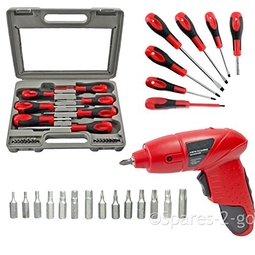 21 Piece Large & Small Magnetic Tip Screwdriver and Bit Set & Mini Cordless Rechargeable 4.8v Screwdriver