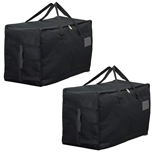 Extra Large Canvas Zipped Storage Bag (Pack of 2, 100 Litres, Black)